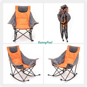 Sunnyfeel AC2026 Camping Rocking Chair for Adults, Luxury Padded Recliner, Oversized Folding Rocker, Outdoor Lawn Chair